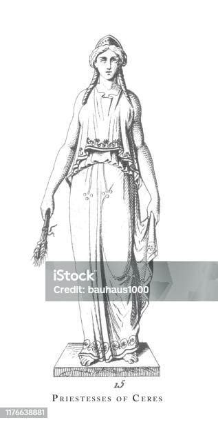 Pendeta Ceres Dewa Yunani Dan Romawi Dan Paraphernalia Religius Ukiran