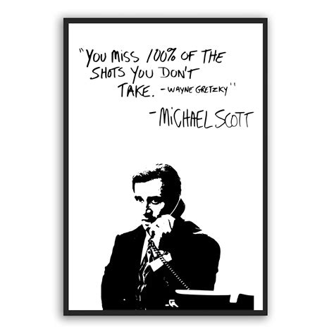 Buy Michael Scott The Office Motivational Quote Wall Art You Miss 100