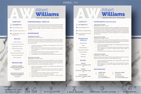Professional Resume Template Modern Cv For Word And Pages