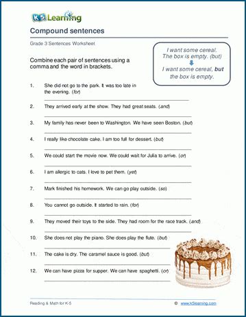 writing compound sentences worksheets  learning