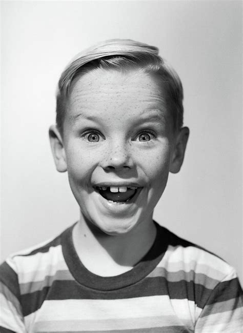 1950s Portrait Happy Smiling Boy Stripe Photograph By Vintage Images