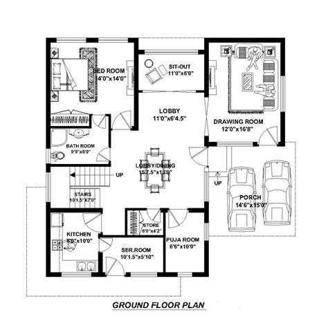 Bhk House Plan Open House Plans House Layout Plans Model House Plan