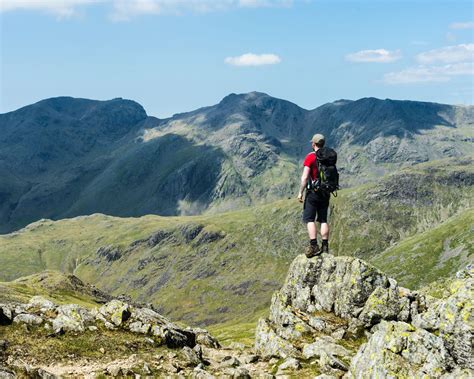 Overlooking The Top Of England Scafell Pike And Scafell From Crinkle Crags Hike Adventure