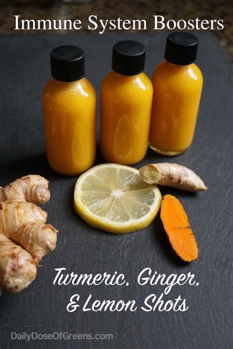 Turmeric Ginger And Lemon Shots Daily Dose Of Greens Recipe Healthy Juices Healthy Drinks