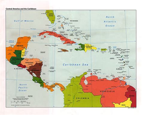 Central America And The Caribbean Political Map Full Size Ex