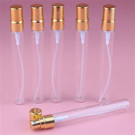 6pcs Mini 10ml Glass Refillable Perfume Bottle With Gold Metal Spray