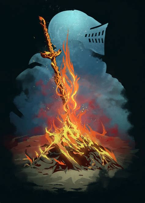 Souls Bonfire Gaming Poster Print Metal Posters Displate Dark