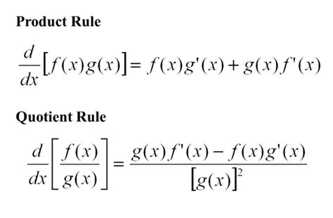 What Are Quotient And Product Rules What Are The Derivatives And Their