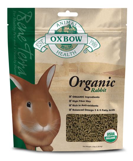 Balanced calcium to phosphorous ratio, high fiber from quality digestible ingredients. Oxbow Bene Terra Organic Rabbit Food