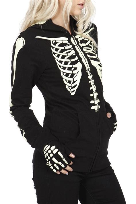Try pairing your hoodie with a pair of skinny jeans to create a casual look. Skeleton Hoodie. Zip it up and it has a skeleton mask as a ...