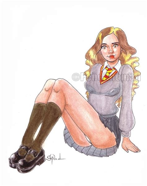 Cute Hermione Granger Harry Potter Watercolorink Drawing Etsy