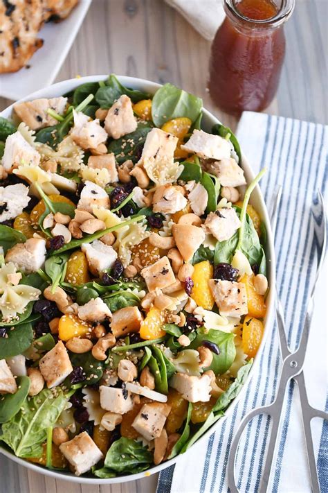 Chill until ready to use. Mandarin Spinach Bowtie Pasta Salad with Teriyaki Dressing ...