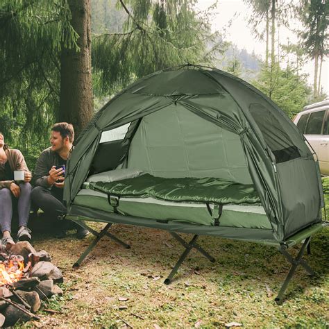 Outsunny Deluxe 4 In 1 Compact Folding Shelter Tent With Sleeping Bag