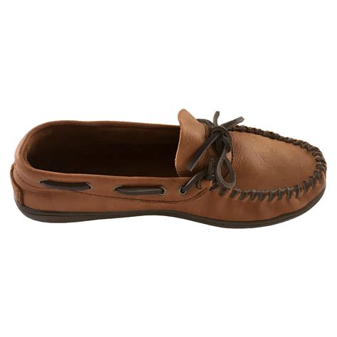 Mens Extra Wide Width Fit Rubber Sole Genuine Leather Moccasin Shoes