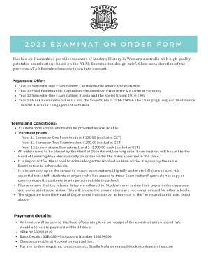 Fillable Online Exam Order Form Fax Email Print PdfFiller