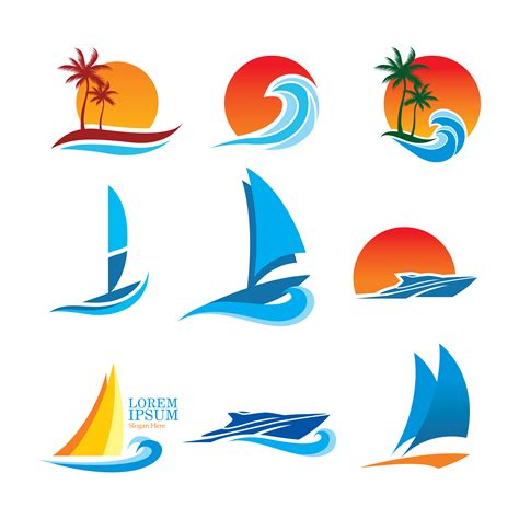 Collection Of Ocean Theme Logos 1082664 Vector Art At Vecteezy