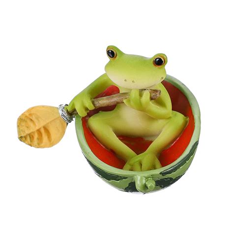 Buy Heallily Fairy Garden Frog Figurine Rowing Boat Figurine Animal