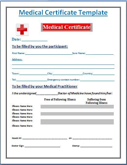 Sample Medical Certificate Template Formal Word Templates