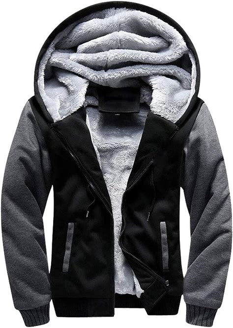 Mens Fleece Full Zip Hoodie Winter Padded Hooded Cardigan Jacket
