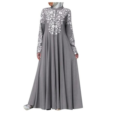 fesfesfes women muslim dress kaftan long sleeve dress arab jilbab abaya islamic traditional