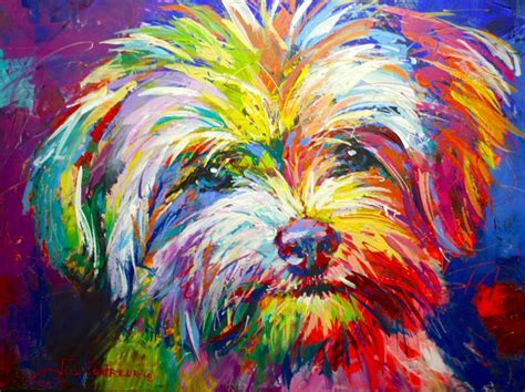 Abstract Colorful Dog Painting Chrystal Gurley
