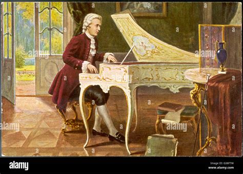 Wolfgang Amadeus Mozart Compositore Austriaco Giocando Un Clavicembalo