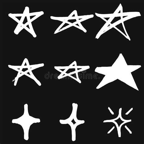Set Of Black Hand Drawn Vector Stars In Doodle Style Stock Vector