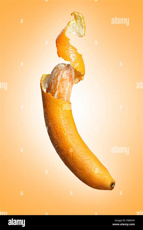 An Orange Shaped As A Banana Stock Photo Alamy
