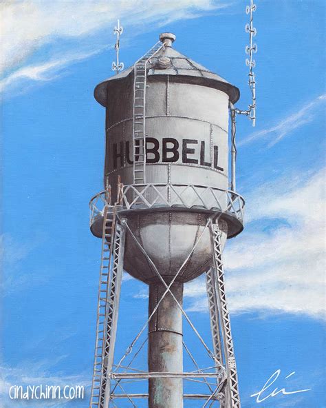 Hubbell Water Tower Painting By Cindy Chinn