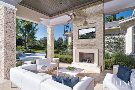 What type of tile is best for outdoor patios? Contemporary Outdoor Neutral Stacked Stone Fireplace ...