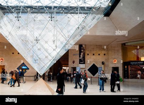 The Inverted Pyramid Of The Underground Lobby Beneath The Louvre