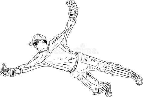 Outline Sketch Drawing Of Cricket Wicket Keeper Standing Behind The