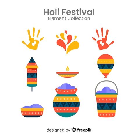 Holi Festival Element Collection Free Vector