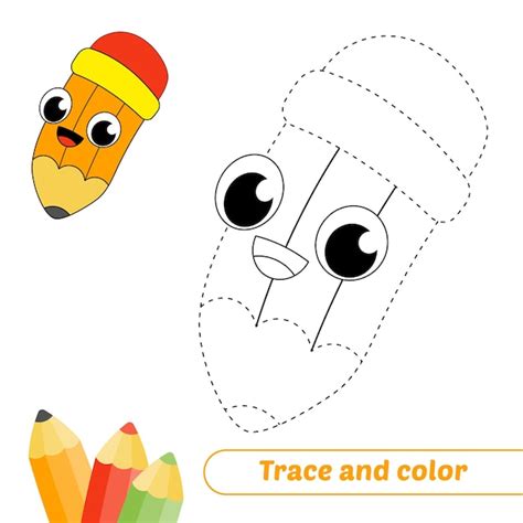 Premium Vector Trace And Color For Kids Pencil Vector