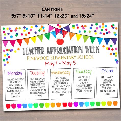 Can i use the wix online scheduling software for free? EDITABLE Teacher Appreciation Week Itinerary Poster ...
