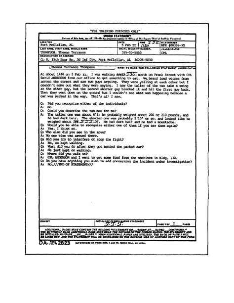 Army Sworn Statement Da Form 2823 Pdf Fillable Printable Forms Free