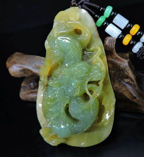 Dragon Jade Carved Pendant Hand Carved Gem