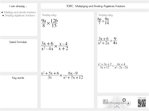Multiplying And Dividing Algebraic Fractions Teaching Resources
