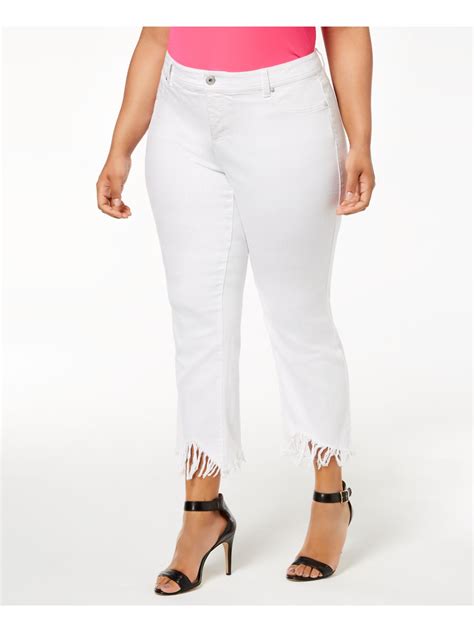 Inc Womens White Fringed Cropped Jeans 18w Plus Ebay