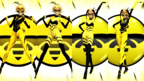 【mmd】miraculous ☆ vesperia and queen bee transformations「costume swap fanm queen bees