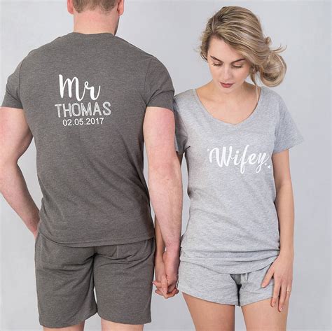 Hubby And Wifey Personalised Pyjama Set By Lovelei