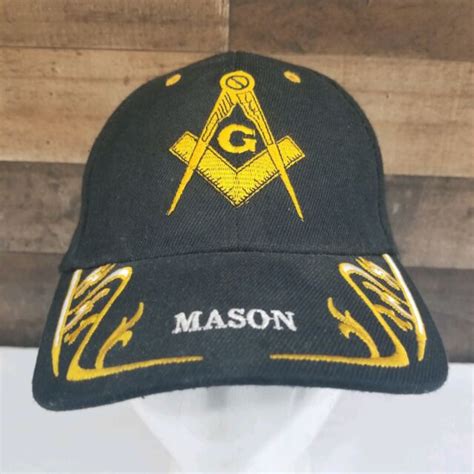 Mason Freemason Masonic Black Gold Trim Embroidered Hat Cap Ebay