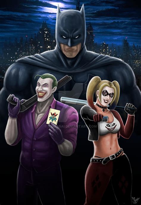 Batman Joker And Harley Quinn Fan Art By Jimbasai On Deviantart