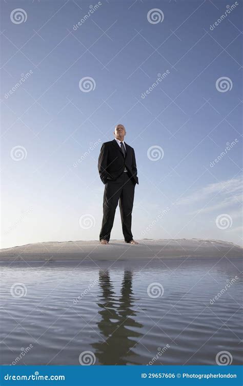 Businessman Standing On Beach Stock Photo Image Of Adult Ripples