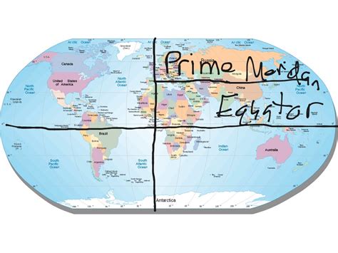 World Map With Equator And Prime Meridian