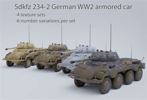 Low Poly Sdkfz 234 2 Puma German Ww2 Armored Car Low 2