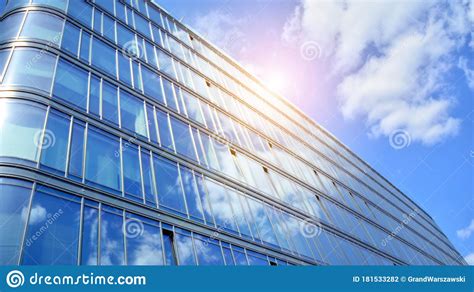 Modern Building In The City With Sunlight Glass Wall Of An Office
