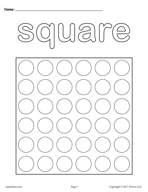 Square Do A Dot Printable Digital Download Do A Dot Shapes