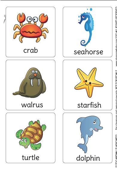 Free Printable Sea Creatures Flashcards Flashcards Sea Animals