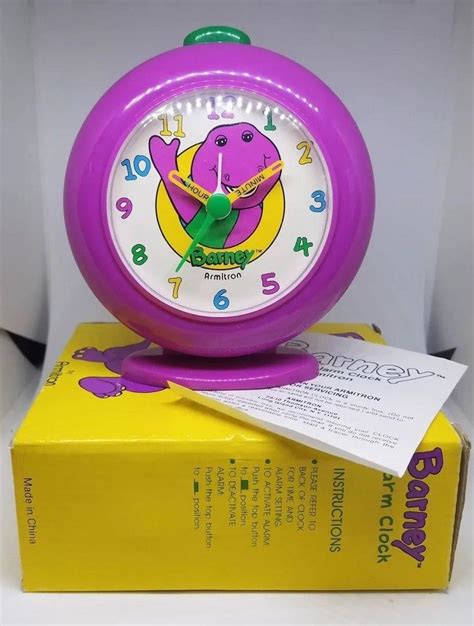 Rare Vintage Barney Purple Clock 1993 Armitron 90s Kids Alarm Clock